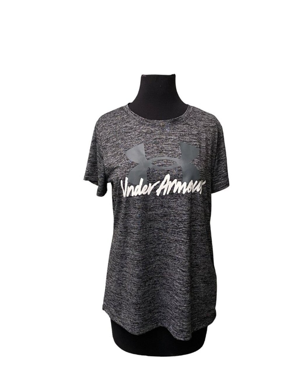 Under Armour Loose Fit T Shirt Womens Large Gray Black Logo Athletic Tee